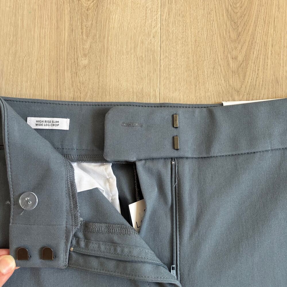 Loft NWT Women's Gray High Rise Slim Wide Leg Crop Pants Size 6 - Picture 4 of 8